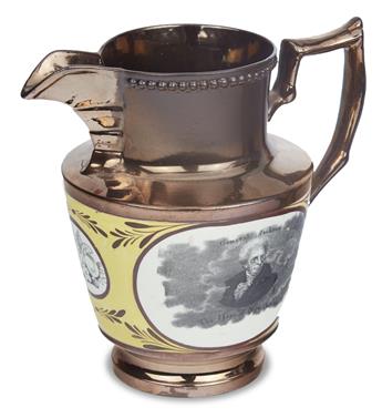 (PRESIDENTS--1829.) Lustreware pitcher depicting Andrew Jackson.